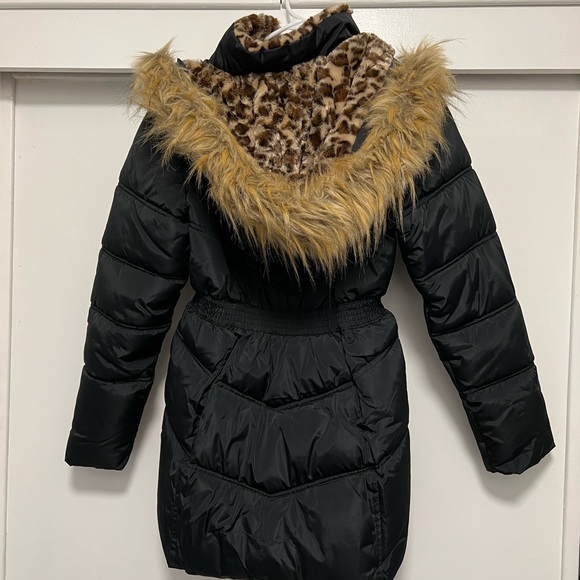 STEVE MADDEN Winter Coat with Leopard Print Hoodie - Picture 2 of 3
